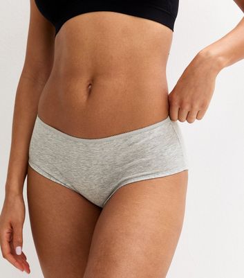 Grey Cotton Jersey Ruched Back Brief Shorts