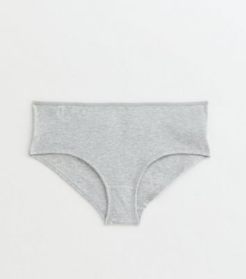 Grey Cotton Jersey Ruched Back Brief Shorts