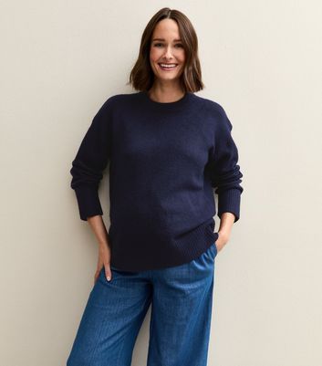 Maternity Navy Crew Neck Jumper