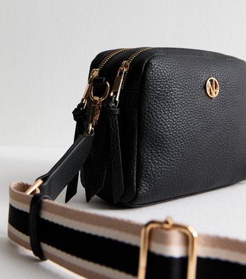 Black Grained Faux Leather Crossbody Bag 3 Black Grained Faux Leather Crossbody Bag