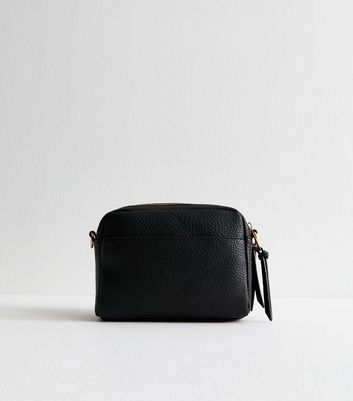 Black Grained Faux Leather Crossbody Bag 4 Black Grained Faux Leather Crossbody Bag