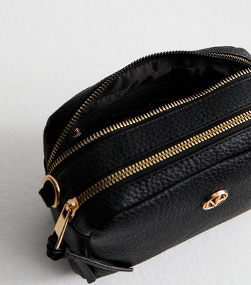 Black Grained Faux Leather Crossbody Bag 5 Black Grained Faux Leather Crossbody Bag