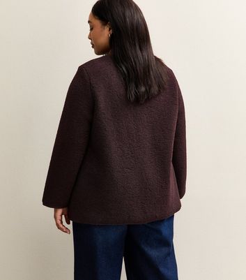 Curves Burgundy Borg Button Through Jacket 4 Curves Burgundy Borg Button Through Jacket