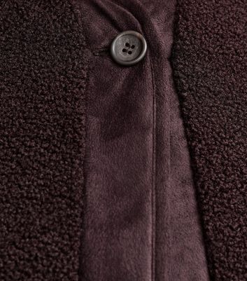 Curves Burgundy Borg Button Through Jacket 5 Curves Burgundy Borg Button Through Jacket