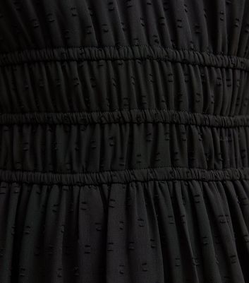 Black Dobby Ruched Waist Midi Dress 5 Black Dobby Ruched Waist Midi Dress