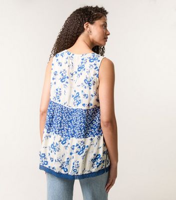 Blue Vanilla Blue Floral Print Crochet Trim Top 4 Blue Vanilla Blue Floral Print Crochet Trim Top