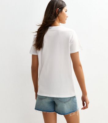 White Bee Happy Print Relaxed Fit T-Shirt 4 White Bee Happy Print Relaxed Fit T-Shirt