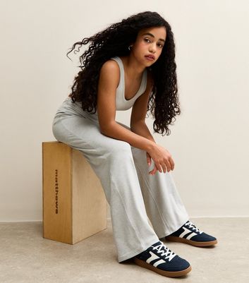 Girls Mid Grey Stretchy V Neck Tank Top 3 Girls Mid Grey Stretchy V Neck Tank Top