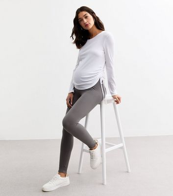 Maternity Dark Grey Seam Free Jersey Leggings 3 Maternity Dark Grey Seam Free Jersey Leggings