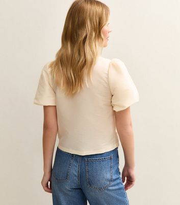 Cream Taffeta Puff Sleeve Top 4 Cream Taffeta Puff Sleeve Top