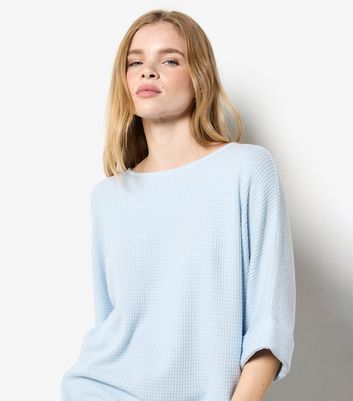 Apricot Light Blue Relaxed Waffle Knit Top 4 Apricot Light Blue Relaxed Waffle Knit Top