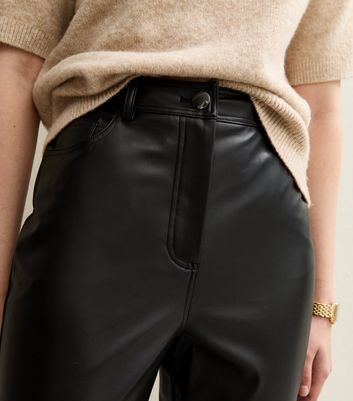 Black Faux Leather Straight Leg Trousers 4 Black Faux Leather Straight Leg Trousers