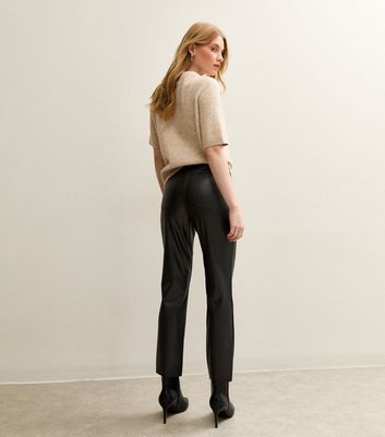 Black Faux Leather Straight Leg Trousers 6 Black Faux Leather Straight Leg Trousers