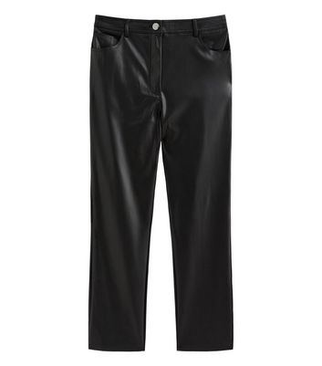 Black Faux Leather Straight Leg Trousers 7 Black Faux Leather Straight Leg Trousers