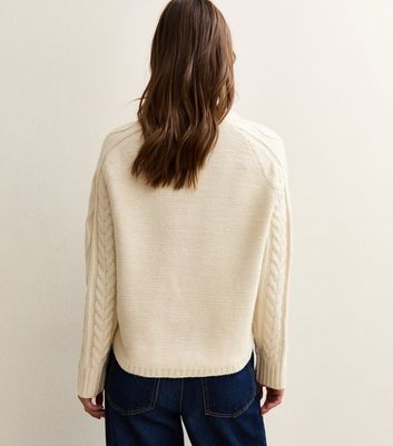 Cream Cable Knit Raglan Sleeve Jumper 4 Cream Cable Knit Raglan Sleeve Jumper