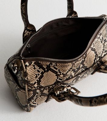 Snake Print Faux Leather Bowling Bag 4 Snake Print Faux Leather Bowling Bag