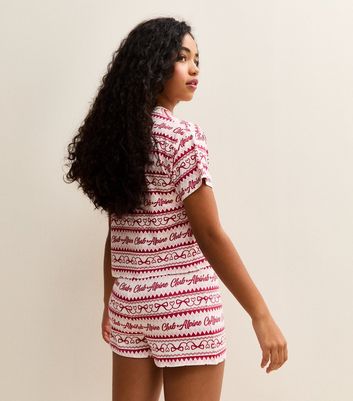 Girls Red Bows Alpine Club Short Sleeve Top and Shorts Pyjama Set 5 Girls Red Bows Alpine Club Short Sleeve Top and Shorts Pyjama Set