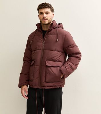 Dark Brown Hooded Puffer Jacket