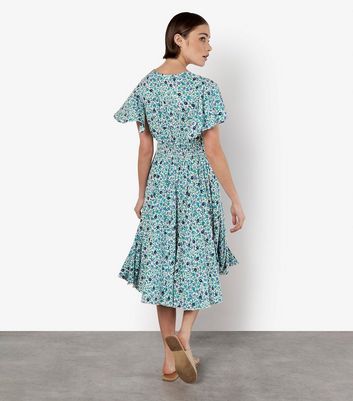 Apricot Blue Watercolour Floral Print Midi Dress 3 Apricot Blue Watercolour Floral Print Midi Dress