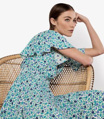 Apricot Blue Watercolour Floral Print Midi Dress 4 Apricot Blue Watercolour Floral Print Midi Dress