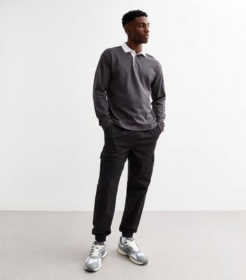 Black Relaxed Drawstring Waist Cargo Trousers 3 Black Relaxed Drawstring Waist Cargo Trousers