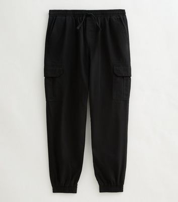 Black Relaxed Drawstring Waist Cargo Trousers 6 Black Relaxed Drawstring Waist Cargo Trousers