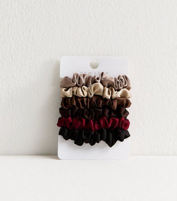 Pack of 6 Neutral Mini Satin Scrunchies