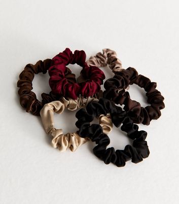 Pack of 6 Neutral Mini Satin Scrunchies