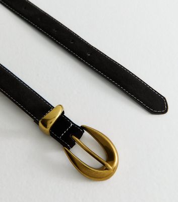 Black Faux Suede Contrast Stitch Belt 3 Black Faux Suede Contrast Stitch Belt