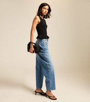 Black Shirred Peplum Hem Top 3 Black Shirred Peplum Hem Top