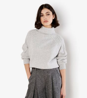 Apricot Grey Roll Neck Jumper