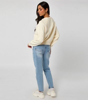 Urban Bliss Cream Crochet Embroidered Raglan Jumper 4 Urban Bliss Cream Crochet Embroidered Raglan Jumper