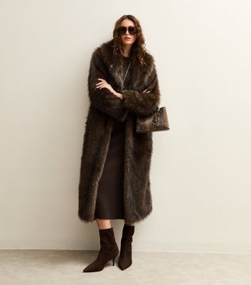 Dark Brown A-Line Knitted Midi Dress 3 Dark Brown A-Line Knitted Midi Dress