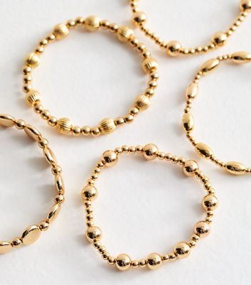 Gold Tone Pack of 5 Beaded Bracelets 4 Gold Tone Pack of 5 Beaded Bracelets