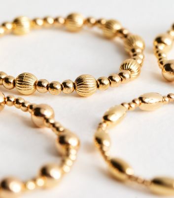 Gold Tone Pack of 5 Beaded Bracelets 5 Gold Tone Pack of 5 Beaded Bracelets