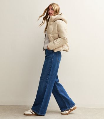 Off White Hooded Cropped Puffer Jacket