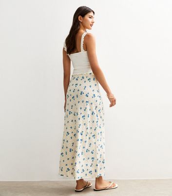 White Blueberry Print Bias Cut Midi Skirt 4 White Blueberry Print Bias Cut Midi Skirt