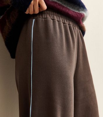 Dark Brown Side Stripe Wide Leg Joggers 3 Dark Brown Side Stripe Wide Leg Joggers