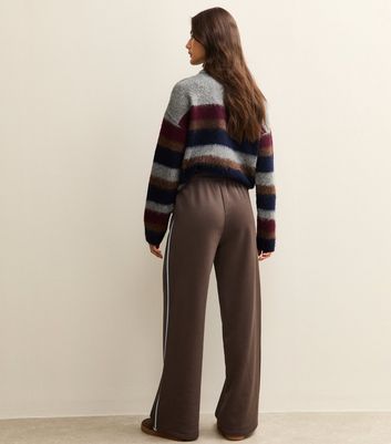Dark Brown Side Stripe Wide Leg Joggers 4 Dark Brown Side Stripe Wide Leg Joggers