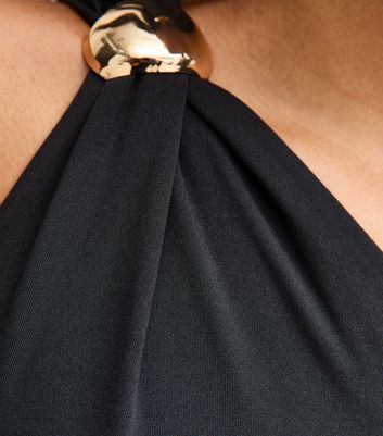 Black One Shoulder Slinky Jersey Midi Dress