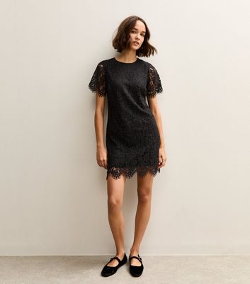 Black Lace T Shirt Mini Dress