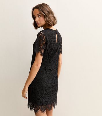 Black Lace T Shirt Mini Dress