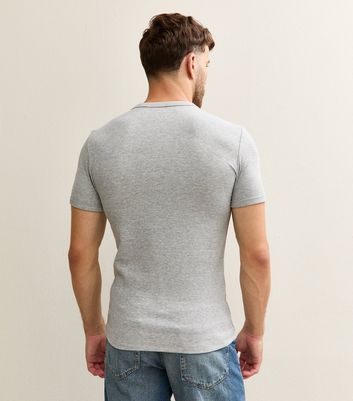 Marl Grey Muscle Fit Ribbed Jersey T-Shirt