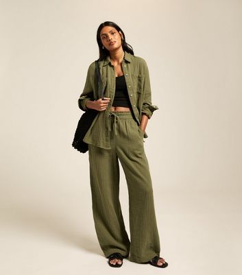 Khaki Crinkled Texture Cotton Shirt 3 Khaki Crinkled Texture Cotton Shirt