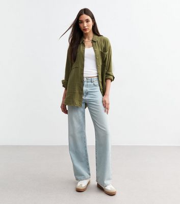 Khaki Crinkled Texture Cotton Shirt 6 Khaki Crinkled Texture Cotton Shirt