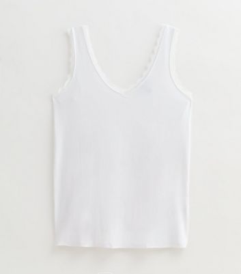 Curves White Lace Trimmed V-Neck Vest 5 Curves White Lace Trimmed V-Neck Vest