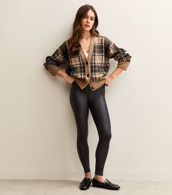 Petite Black Wet Look Leggings