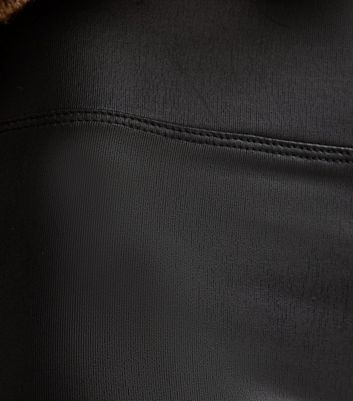 Petite Black Wet Look Leggings 4 Petite Black Wet Look Leggings
