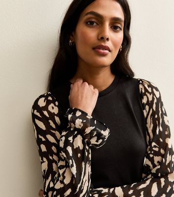 Black Soft Touch Contrast Sleeve Top