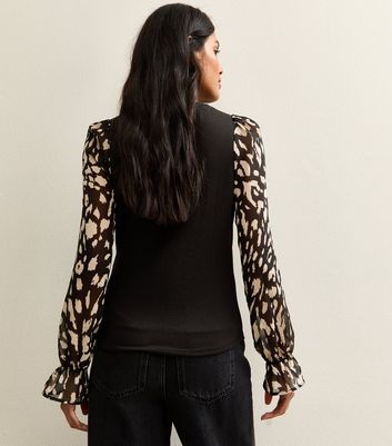 Black Soft Touch Contrast Sleeve Top 4 Black Soft Touch Contrast Sleeve Top